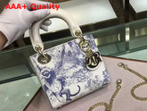Dior Mini Lady Dior Toile De Jouy Bag Ivory Smooth Calfskin Replica