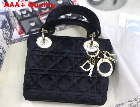 Dior Mini Lady Dior Velvet Bag in Black Replica