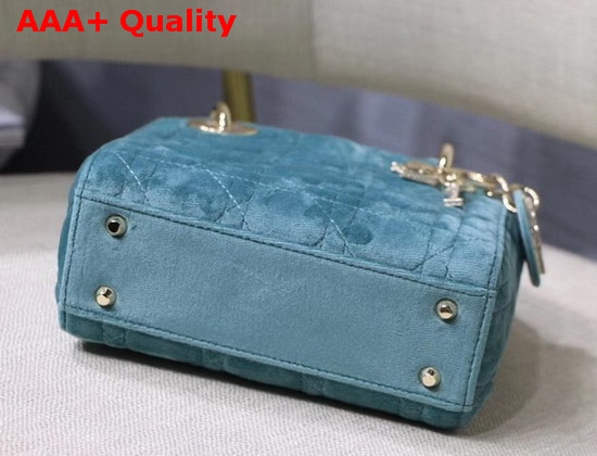 Dior Mini Lady Dior Velvet Bag in Light Blue Replica