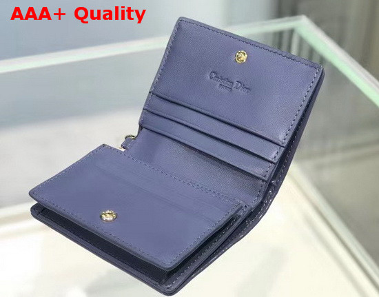 Dior Mini Lady Dior Wallet Light Blue Patent Cannage Calfskin Replica