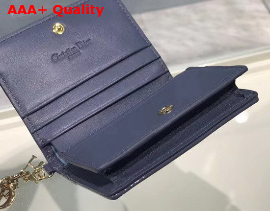 Dior Mini Lady Dior Wallet Light Blue Patent Cannage Calfskin Replica