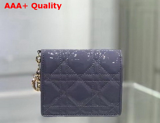 Dior Mini Lady Dior Wallet Light Blue Patent Cannage Calfskin Replica