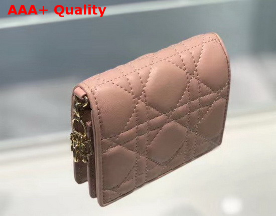 Dior Mini Lady Dior Wallet Rose Des Vents Patent Cannage Calfskin Replica