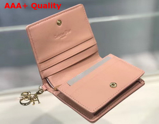 Dior Mini Lady Dior Wallet Rose Des Vents Patent Cannage Calfskin Replica
