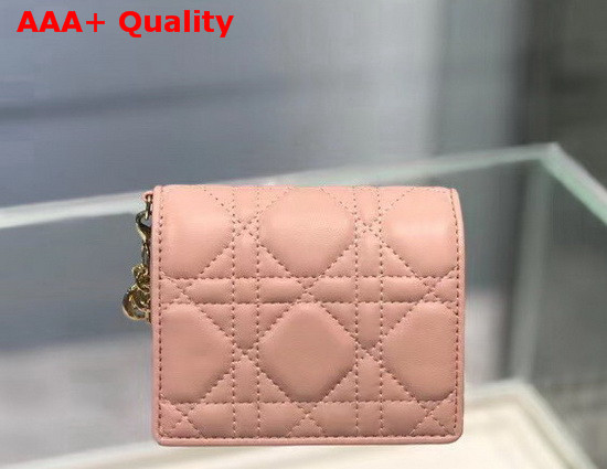 Dior Mini Lady Dior Wallet Rose Des Vents Patent Cannage Calfskin Replica