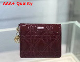 Dior Mini Lady Dior Wallet Wine Patent Cannage Calfskin Replica