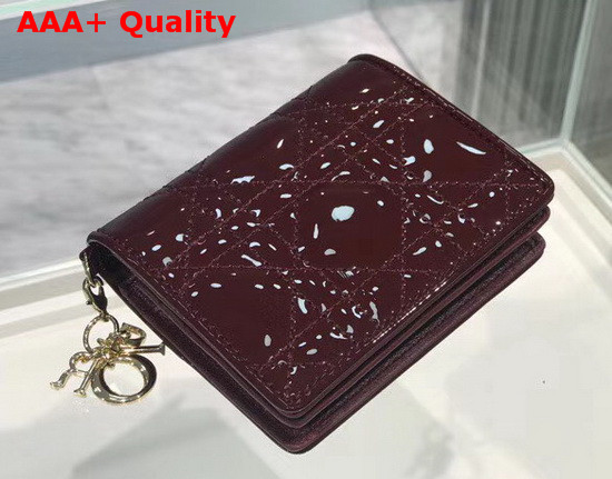 Dior Mini Lady Dior Wallet Wine Patent Cannage Calfskin Replica