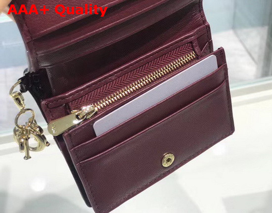 Dior Mini Lady Dior Wallet Wine Patent Cannage Calfskin Replica