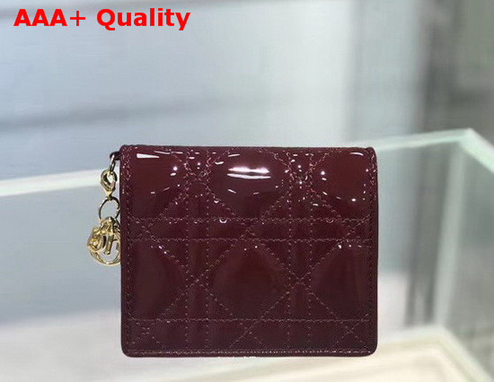 Dior Mini Lady Dior Wallet Wine Patent Cannage Calfskin Replica