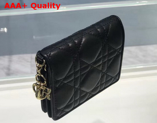 Dior Mini Lady Dior Wallet in Black Cannage Calfskin Replica