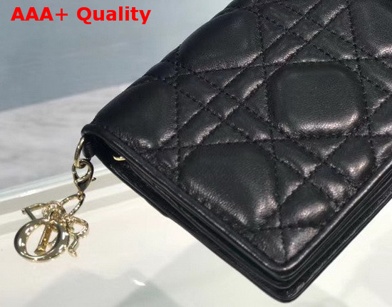 Dior Mini Lady Dior Wallet in Black Cannage Calfskin Replica