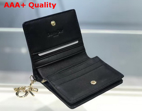 Dior Mini Lady Dior Wallet in Black Cannage Calfskin Replica