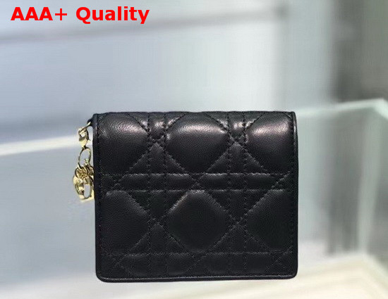 Dior Mini Lady Dior Wallet in Black Cannage Calfskin Replica