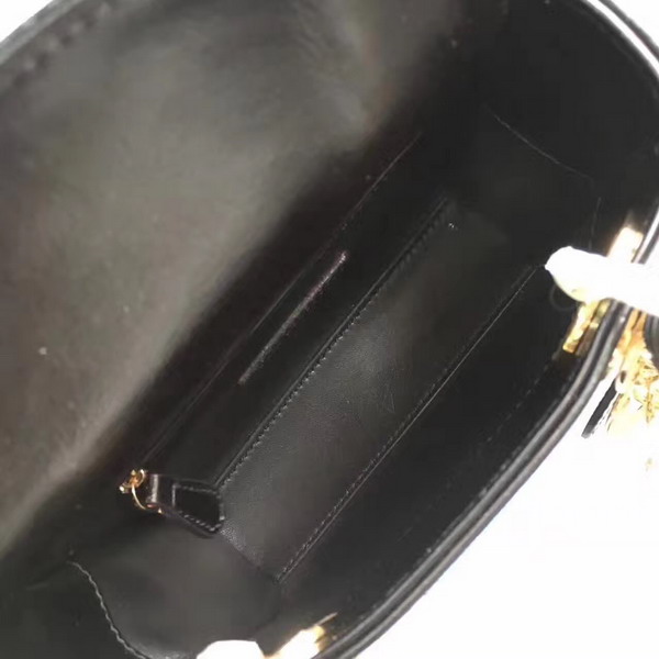 Dior Mini Lady Dior in Black Calfskin with Embroidering Gold Hardware For Sale