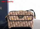 Dior Mini Pocket Dior Jett Zipped Messenger Bag in Brown Dior Oblique Jacquard Replica