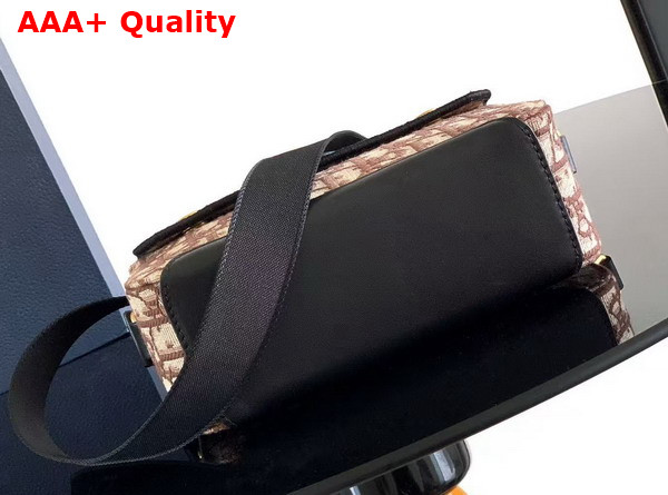 Dior Mini Pocket Dior Jett Zipped Messenger Bag in Brown Dior Oblique Jacquard Replica