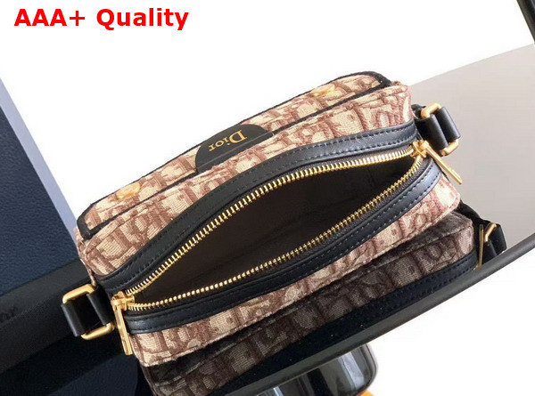 Dior Mini Pocket Dior Jett Zipped Messenger Bag in Brown Dior Oblique Jacquard Replica