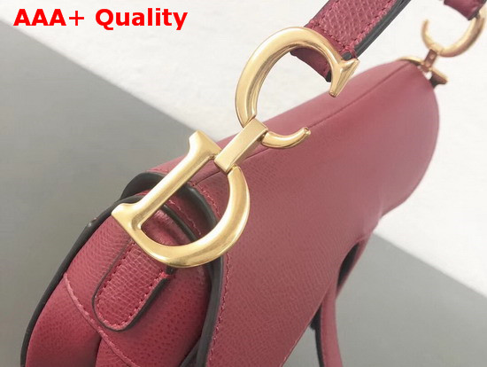 Dior Mini Saddle Bag in Amaranth Embossed Grained Calfskin Replica
