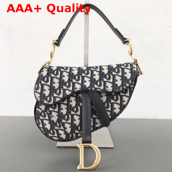 Dior Mini Saddle Bag in Blue Dior Oblique Jacquard Canvas Replica