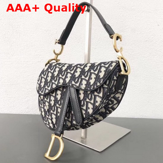 Dior Mini Saddle Bag in Blue Dior Oblique Jacquard Canvas Replica
