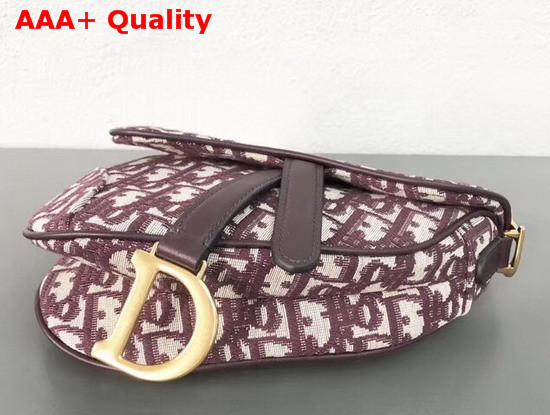 Dior Mini Saddle Bag in Burgundy Canvas Replica