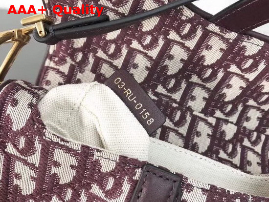 Dior Mini Saddle Bag in Burgundy Canvas Replica