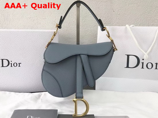 Dior Mini Saddle Bag in Sky Blue Embossed Grained Calfskin Replica
