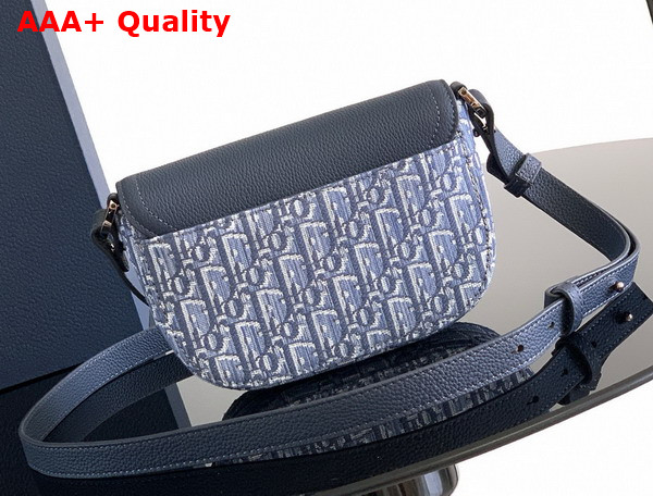 Dior Mini Saddle Messenger Bag with Flap in Blue Dior Oblique Jacquard and Blue Grained Calfskin Replica