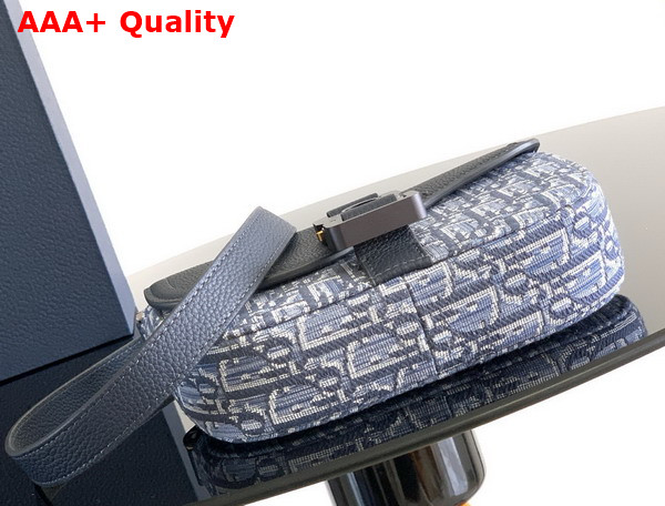 Dior Mini Saddle Messenger Bag with Flap in Blue Dior Oblique Jacquard and Blue Grained Calfskin Replica