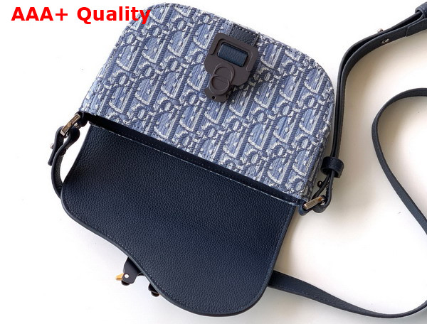 Dior Mini Saddle Messenger Bag with Flap in Blue Dior Oblique Jacquard and Blue Grained Calfskin Replica