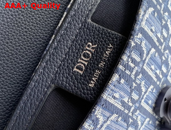 Dior Mini Saddle Messenger Bag with Flap in Blue Dior Oblique Jacquard and Blue Grained Calfskin Replica