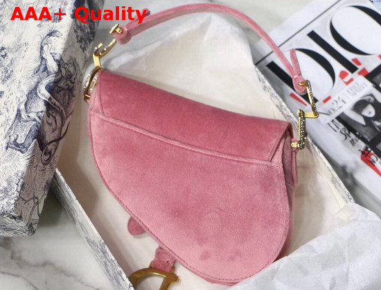 Dior Mini Saddle Velvet Bag in Pink Replica