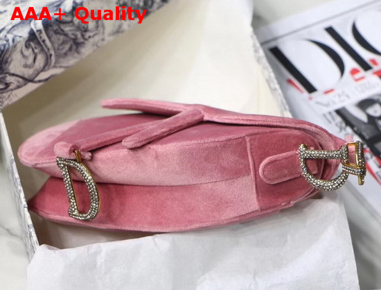 Dior Mini Saddle Velvet Bag in Pink Replica