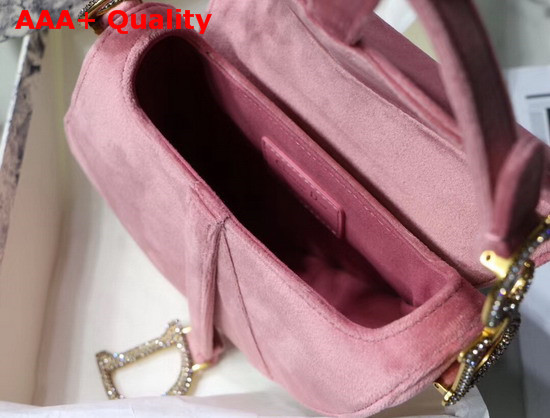 Dior Mini Saddle Velvet Bag in Pink Replica