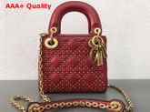 Dior Mini Supple Lady Dior Bag in Red Studded Calfskin Replica