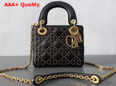 Dior Mini Supple Lady Dior Bag in Studded Black Calfskin Replica