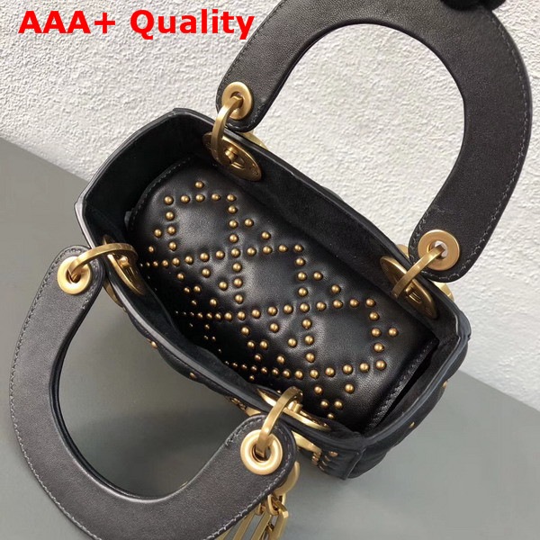 Dior Mini Supple Lady Dior Bag in Studded Black Calfskin Replica