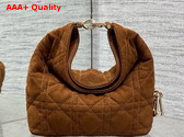 Dior Mini Toujours Hobo Bag in Brown Cannage Suede Goatskin Replica