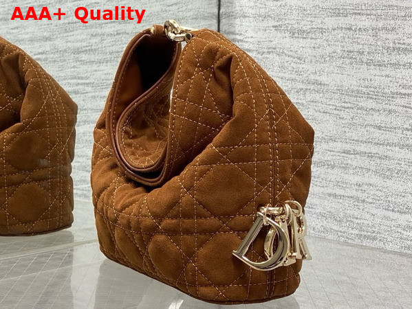 Dior Mini Toujours Hobo Bag in Brown Cannage Suede Goatskin Replica