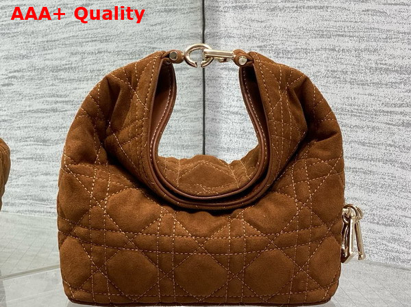 Dior Mini Toujours Hobo Bag in Brown Cannage Suede Goatskin Replica