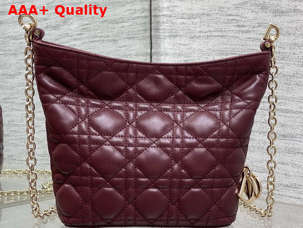 Dior Mini Toujours Hobo Bag in Burgundy Cannage Lambskin Replica