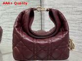Dior Mini Toujours Hobo Bag in Burgundy Cannage Lambskin Replica