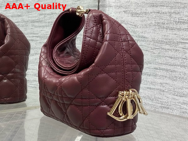 Dior Mini Toujours Hobo Bag in Burgundy Cannage Lambskin Replica