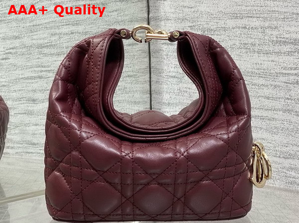Dior Mini Toujours Hobo Bag in Burgundy Cannage Lambskin Replica