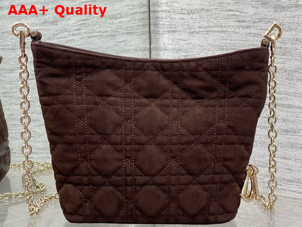 Dior Mini Toujours Hobo Bag in Chocolate Cannage Suede Goatskin Replica