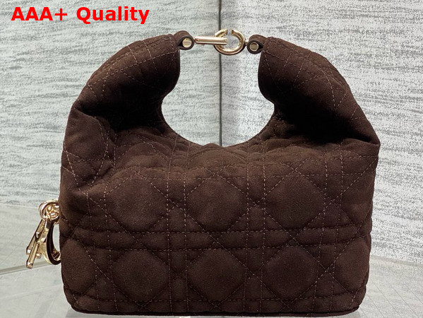 Dior Mini Toujours Hobo Bag in Chocolate Cannage Suede Goatskin Replica