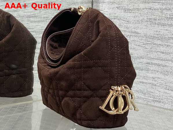 Dior Mini Toujours Hobo Bag in Chocolate Cannage Suede Goatskin Replica