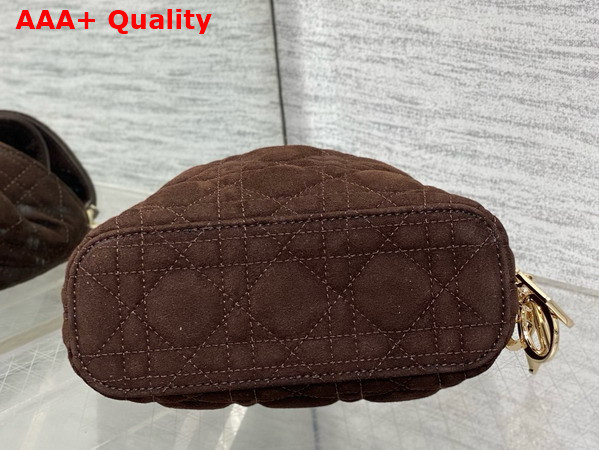 Dior Mini Toujours Hobo Bag in Chocolate Cannage Suede Goatskin Replica