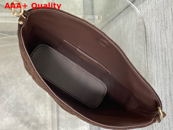 Dior Mini Toujours Hobo Bag in Chocolate Cannage Suede Goatskin Replica