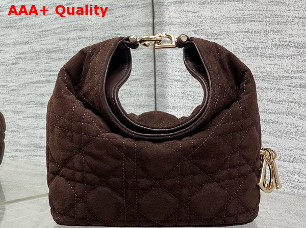Dior Mini Toujours Hobo Bag in Chocolate Cannage Suede Goatskin Replica